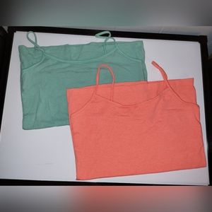 Juniors Coral & Mint Strappy Tank Top Bundle, Size Large, No Boundaries